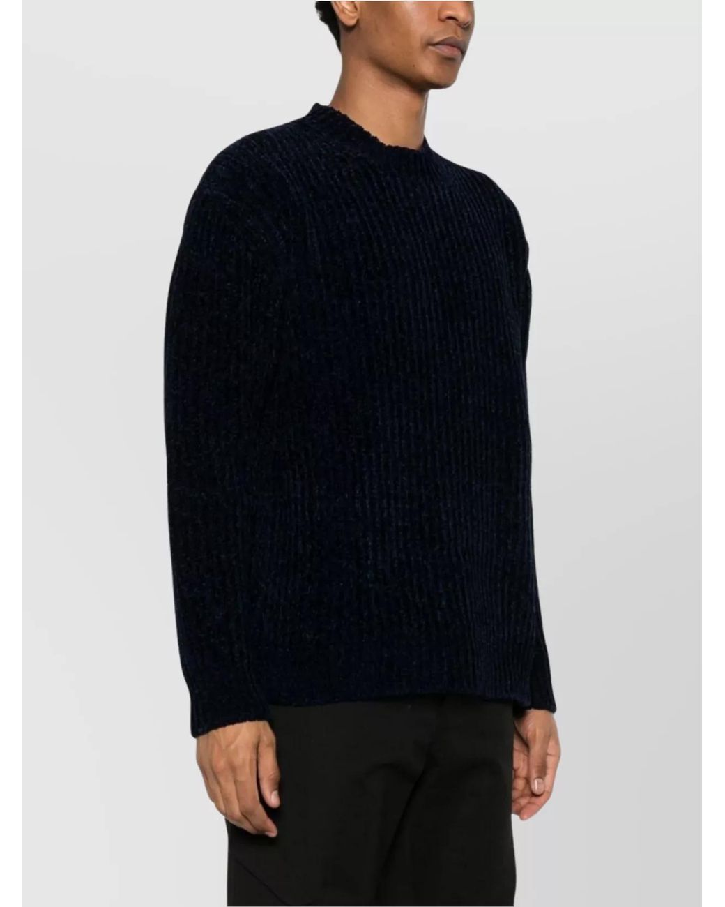 Junya Watanabe Blue Ribbed Knit Crew Neck Jumper for men
