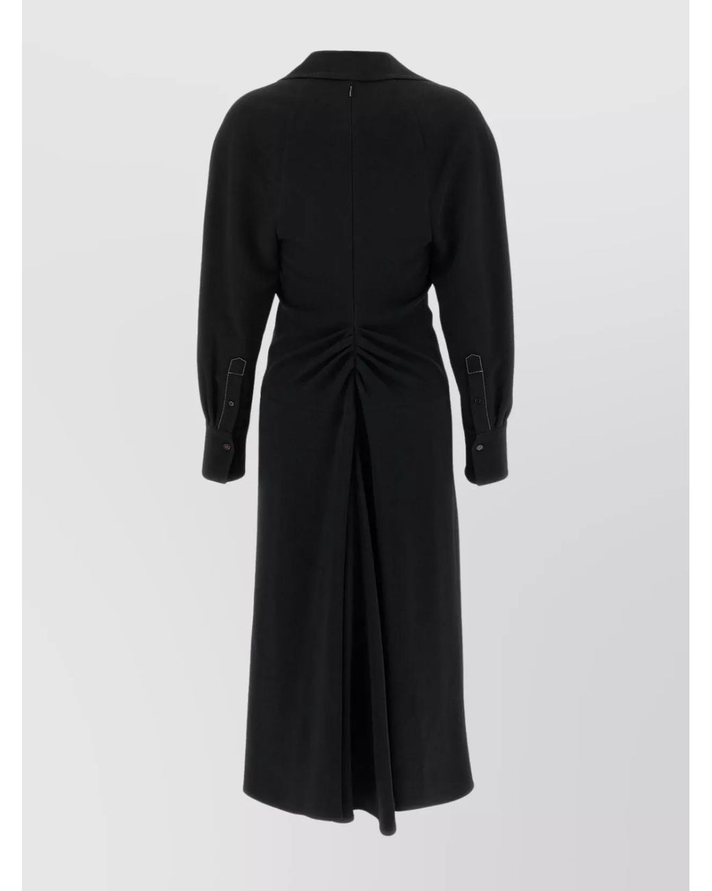 Victoria Beckham Black Long Sleeve Polo Collar Midi Dress