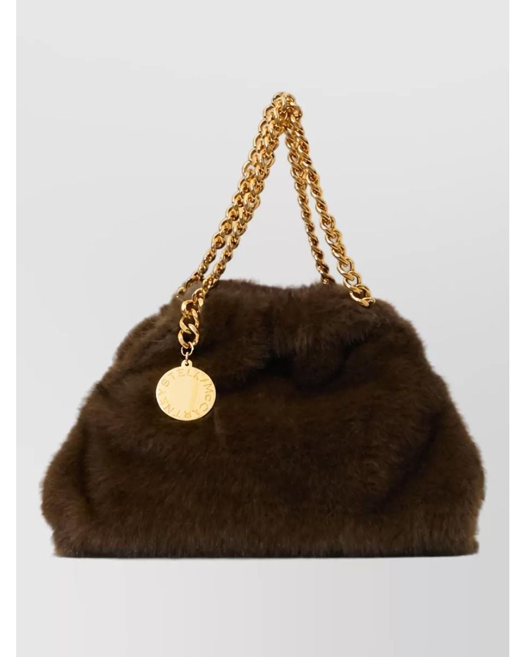 Stella McCartney Brown Falabella Mini Plush Clutch Bag