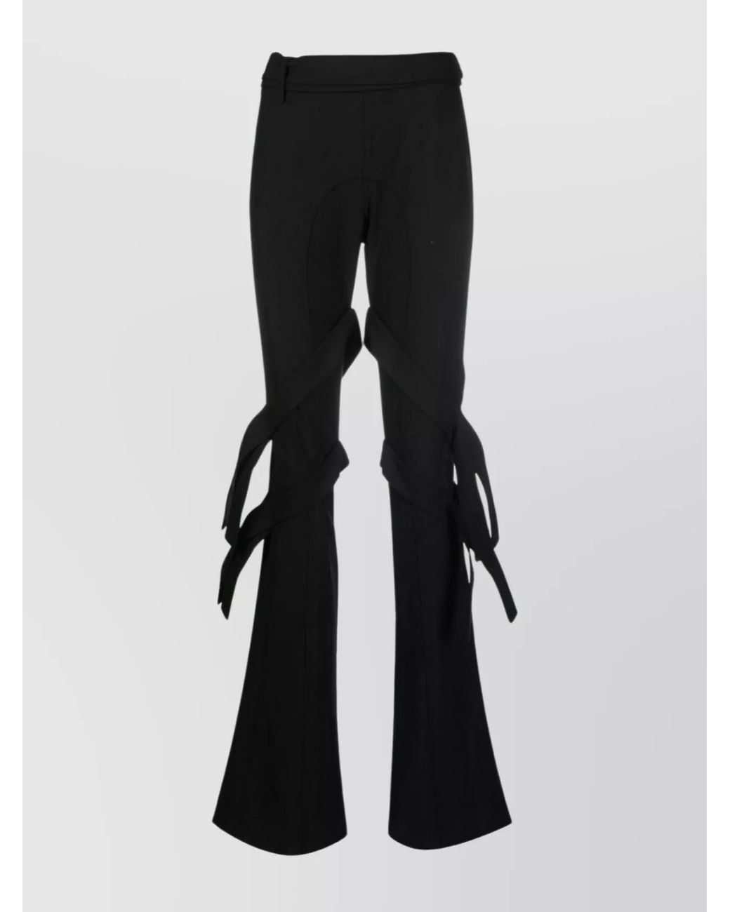 Ambush Black Virgin Wool Mid-Rise Belted Flared Trousers