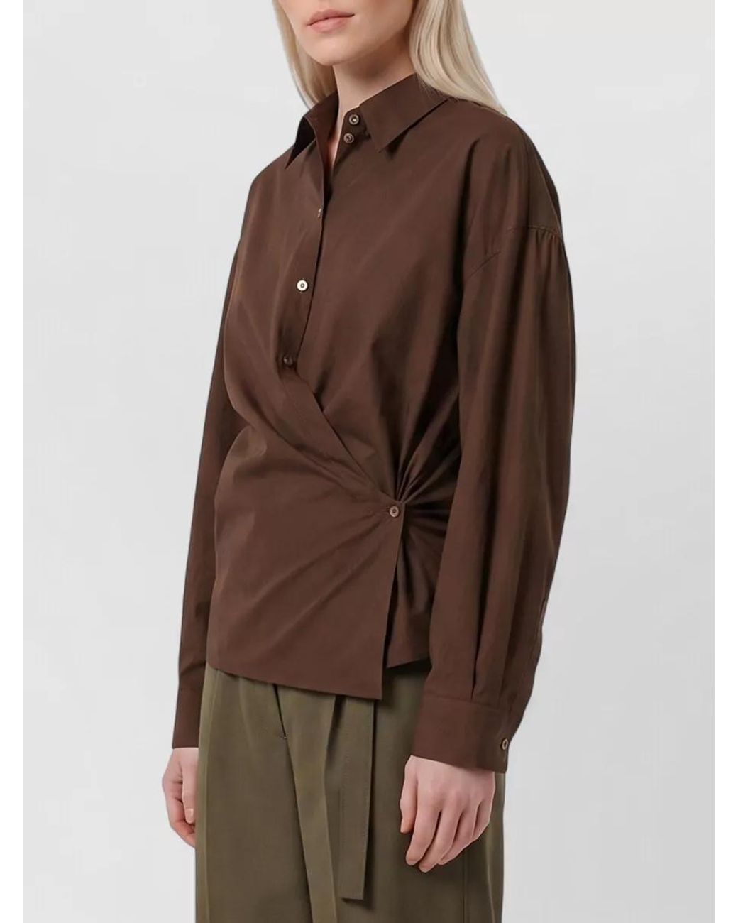 Lemaire Brown Silk Twisted Shirt