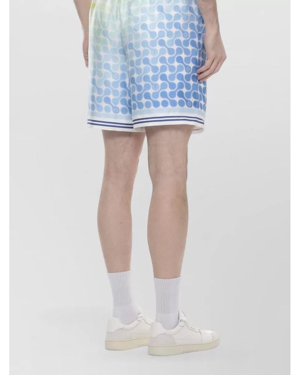 Casablanca Blue Silk Printed Bermuda Shorts for men