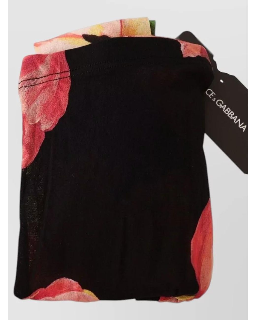 Dolce & Gabbana Red Floral-Print Tights