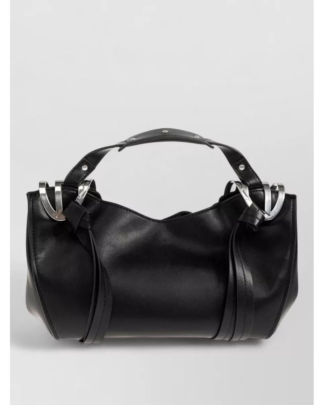 DIESEL Black Small Polyurethane Knot-D Top Handle Bag