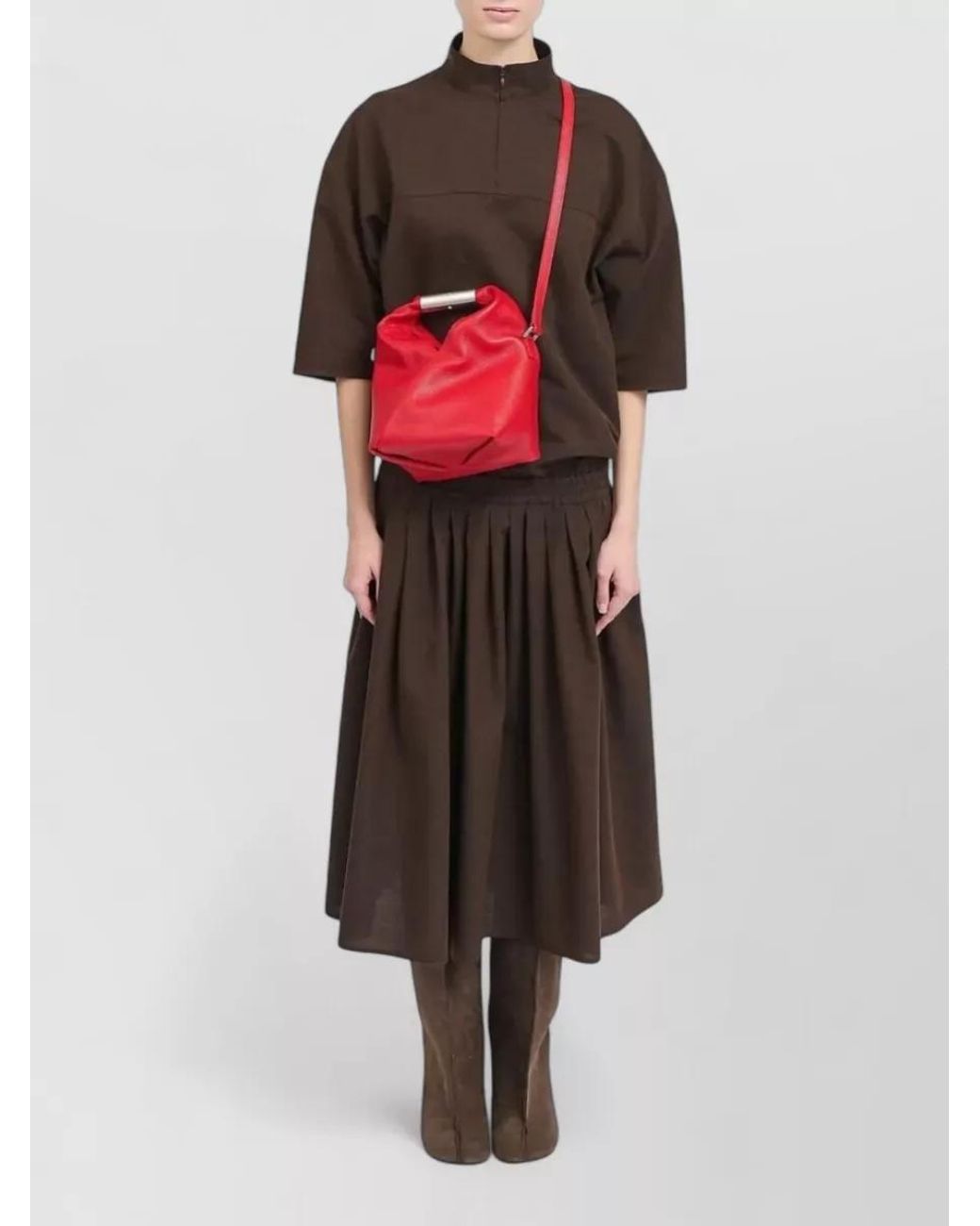 MM6 by Maison Margiela Red Japanese Small Leather Cross-Body Bag