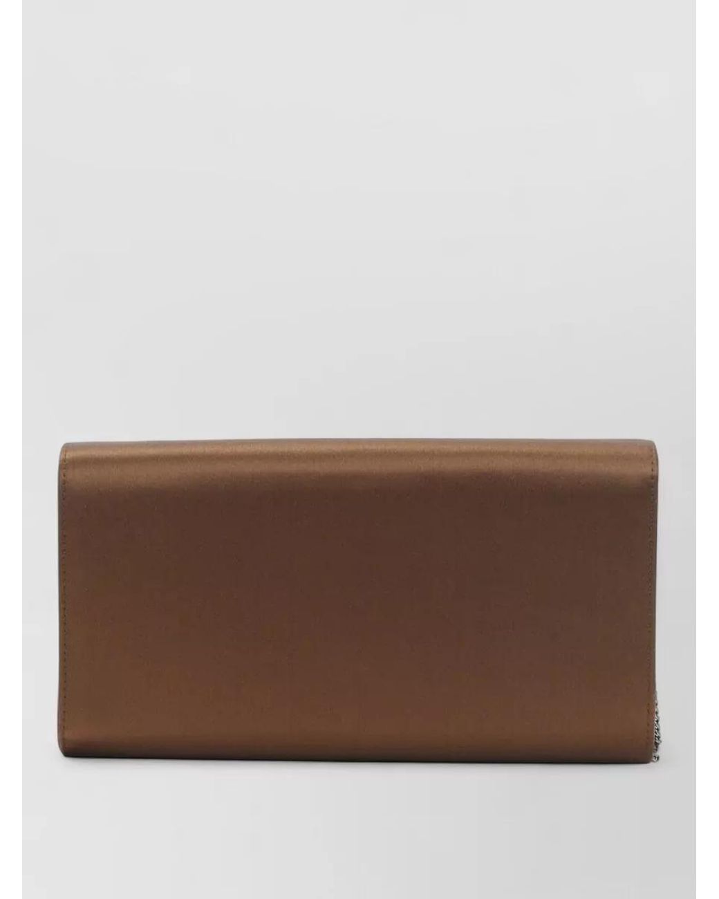 Roger Vivier Brown Satin Crystal-Embellished Envelope Clutch Bag