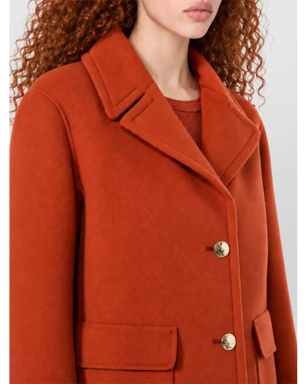 Max Mara Orange Wool Single-Breasted Coat