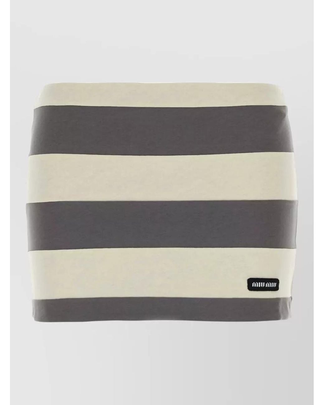 Miu Miu Gray Striped Cotton Mini Skirt