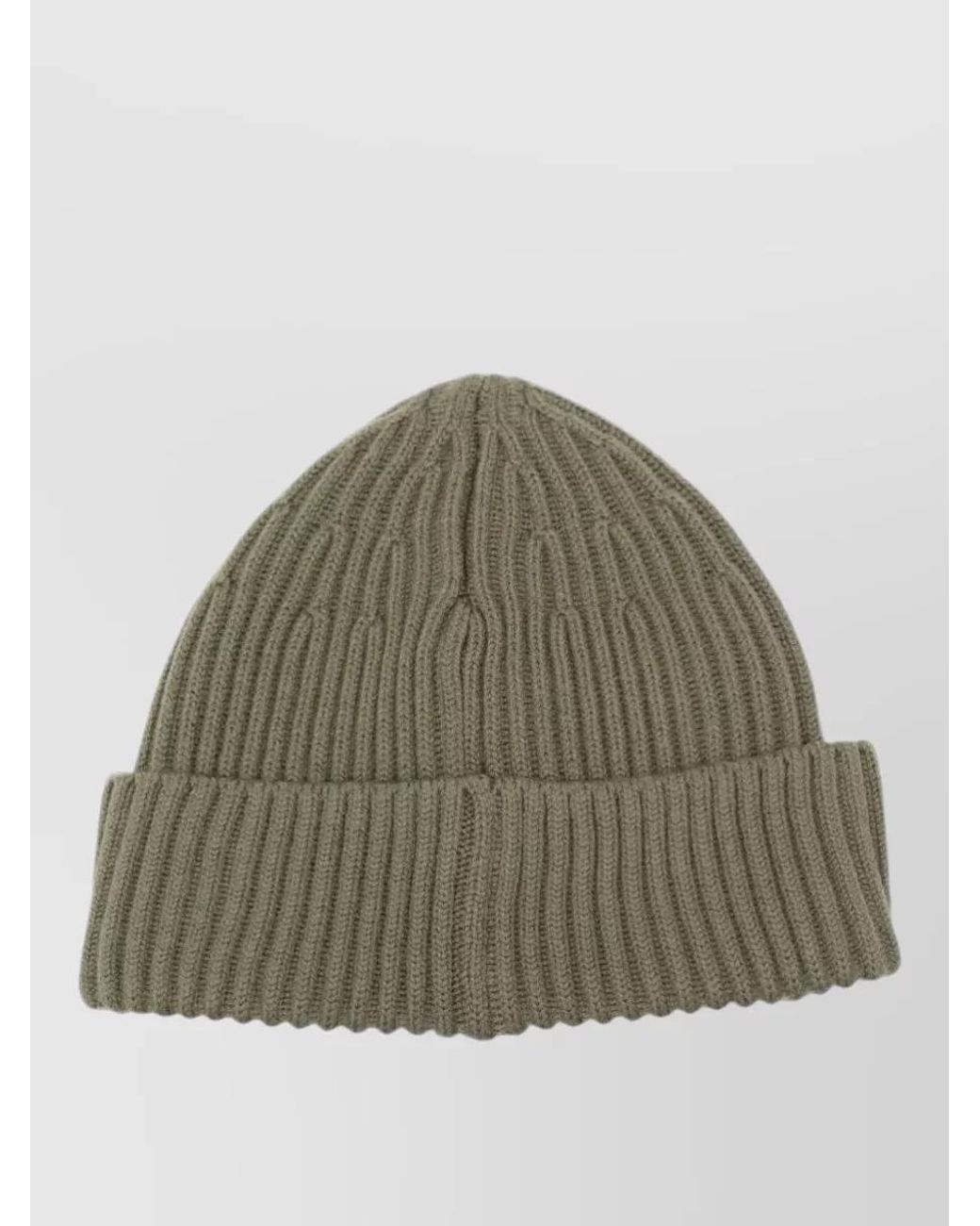 Stone Island Green Ribbed Wool Beanie for men