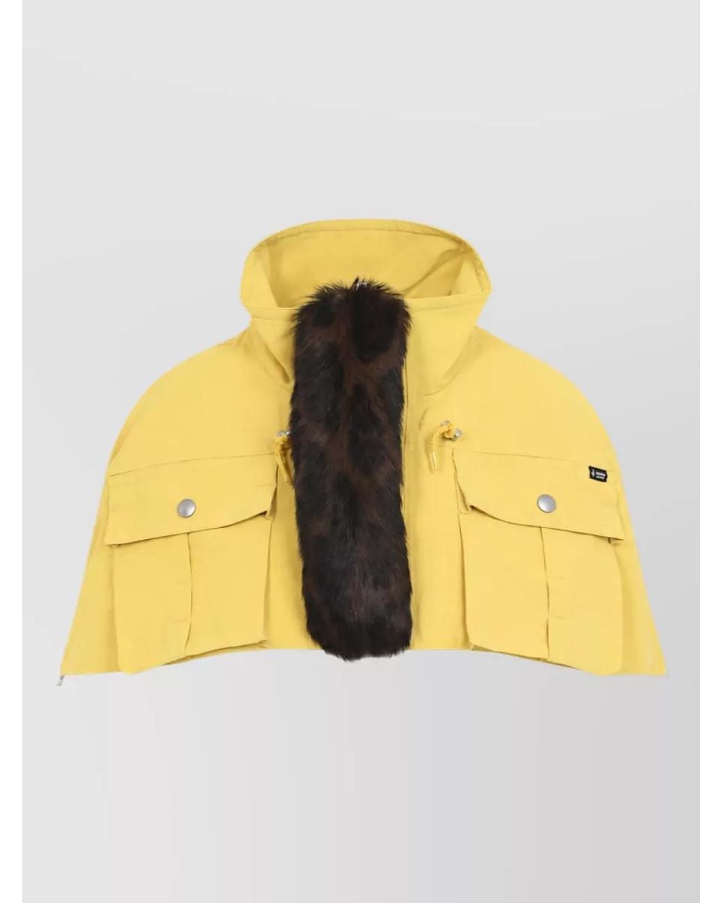 Prada Yellow Hooded Cropped Cape Jacket