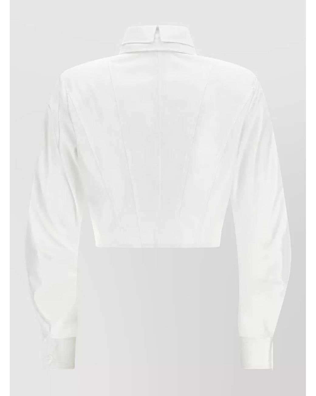 Elisabetta Franchi White Cropped Pleated Bustier Cotton Shirt