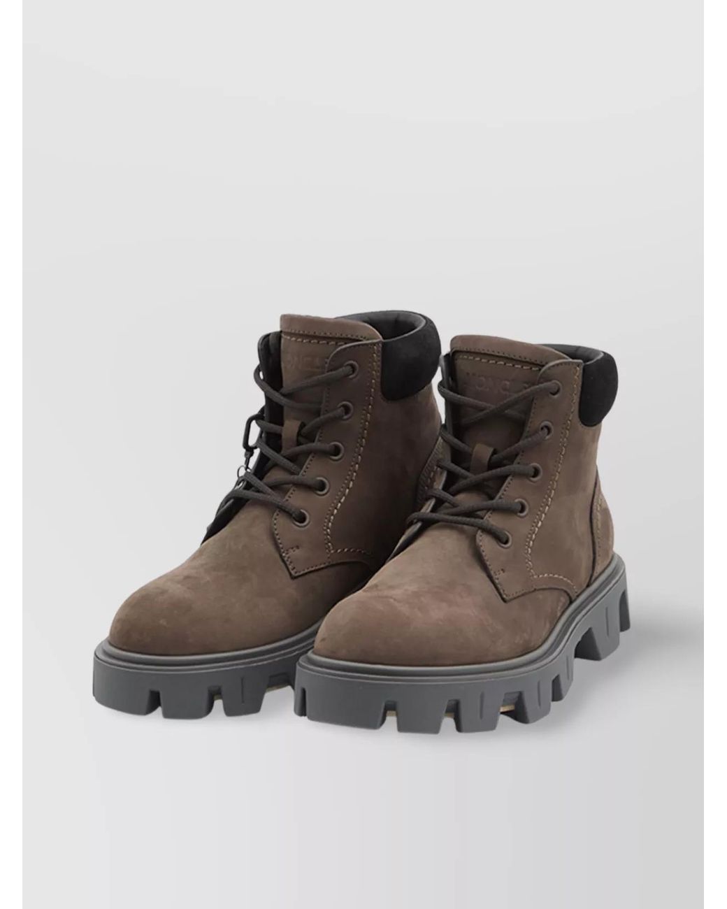 Moncler Brown Leather Lace-Up Ankle Boots for men