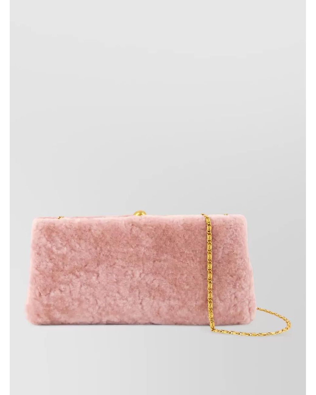 By Malene Birger Pink Shearling Leather Clutch Bag