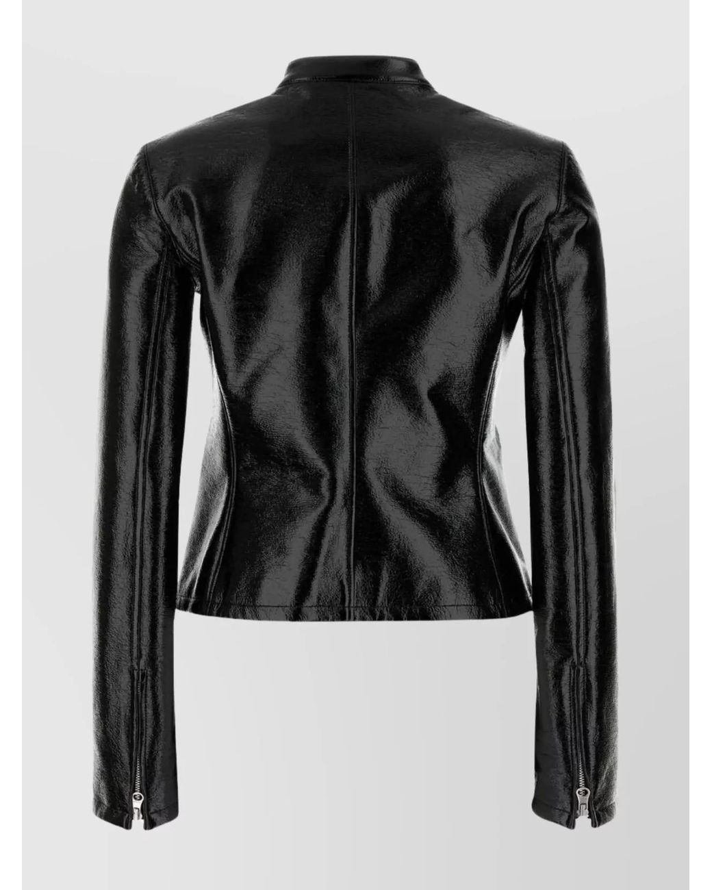 Courreges Black Vinyl Effect Biker Jacket
