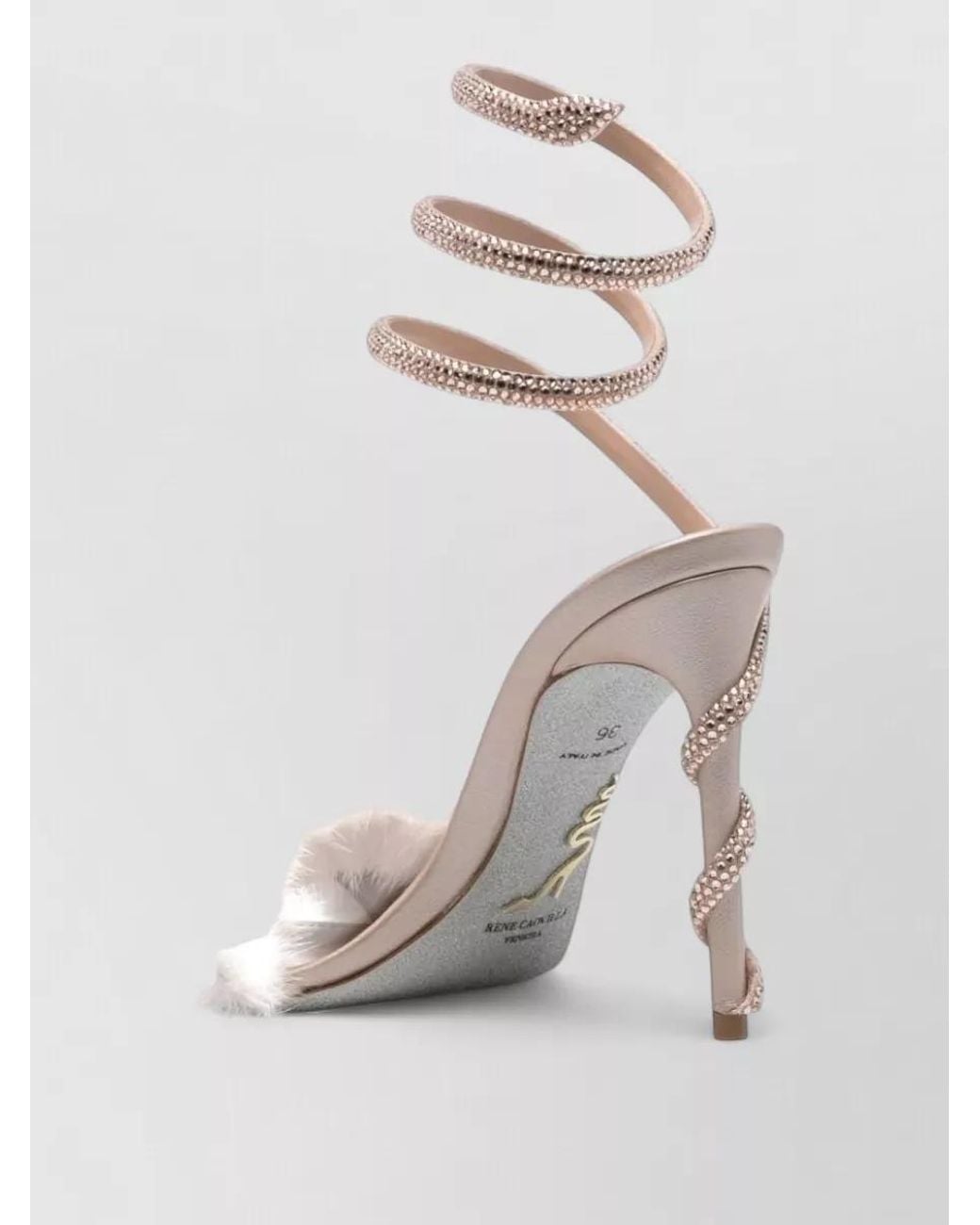 Rene Caovilla Pink Silk Satin Jeweled Sandals