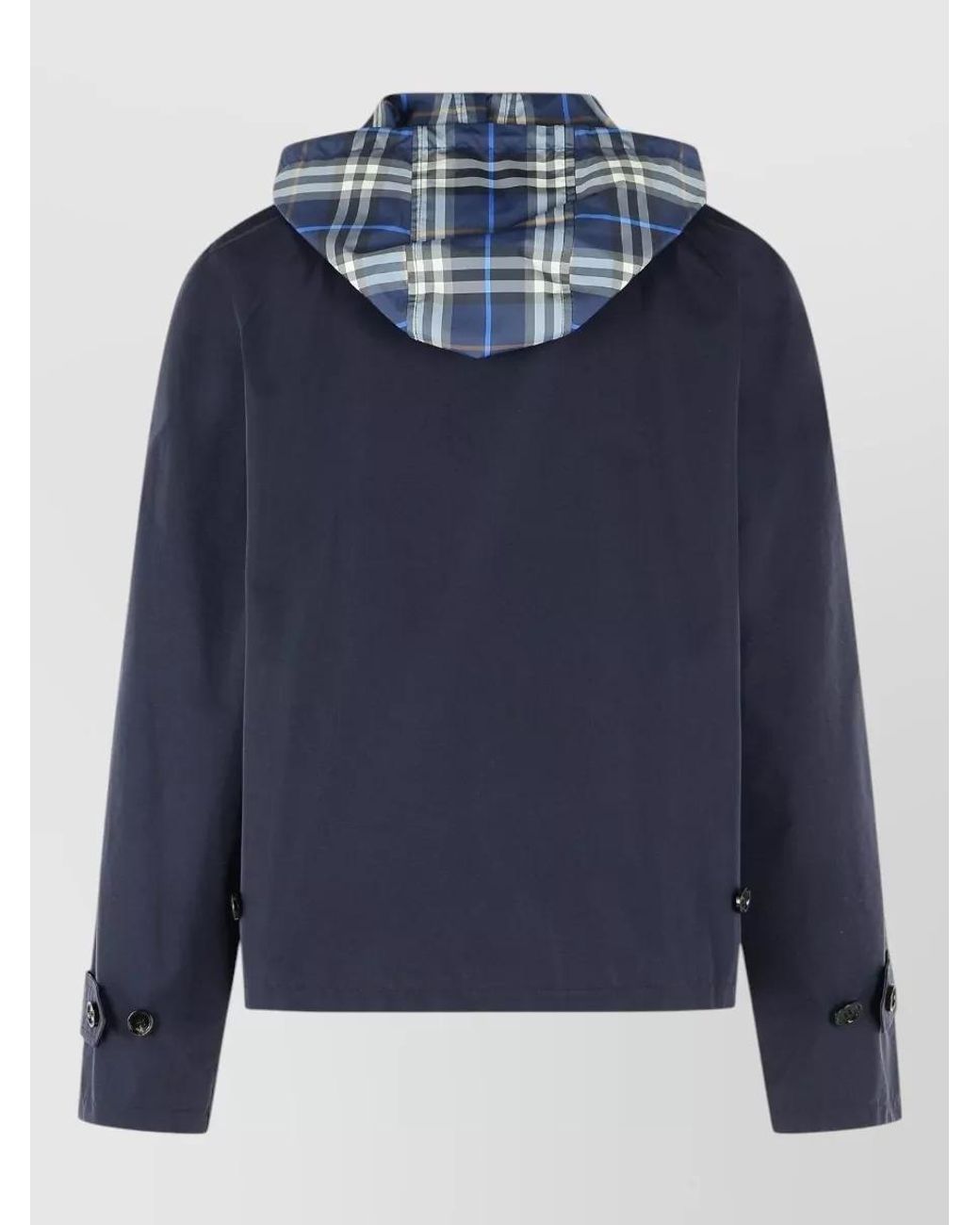 Burberry Blue Cotton Hooded Reversible Jacket for men