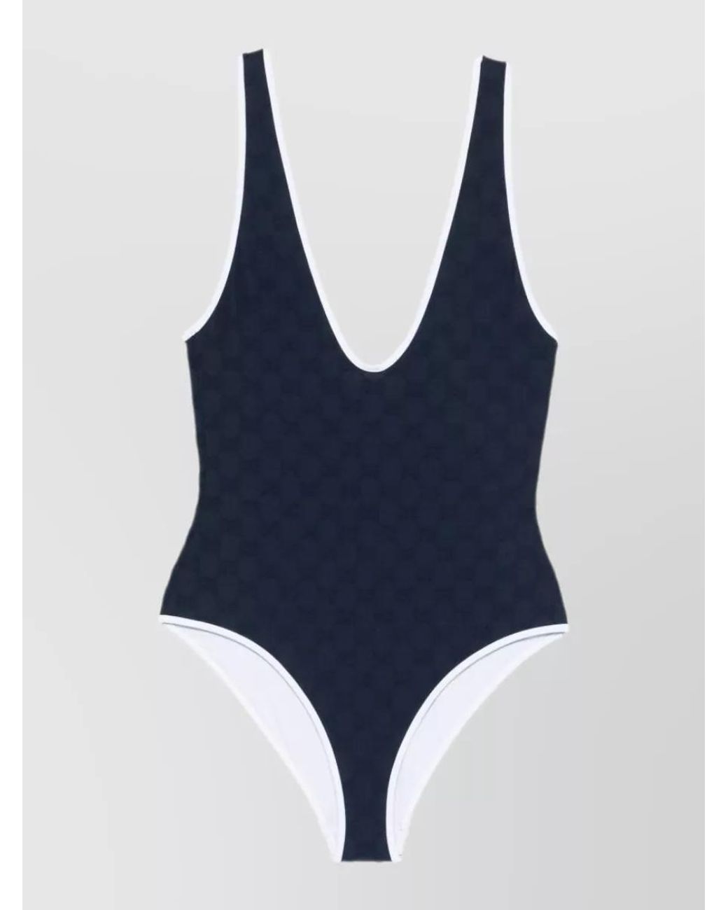 Gucci Blue Logo-Jacquard One-Piece Swimsuit