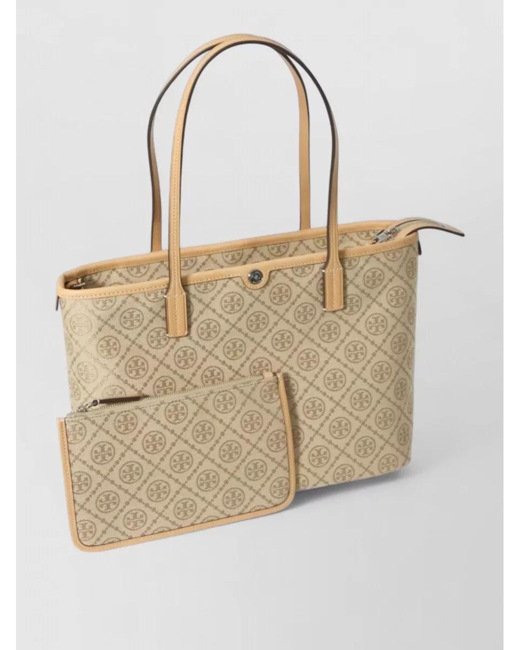 Tory Burch Natural T Monogram Small Tote Bag