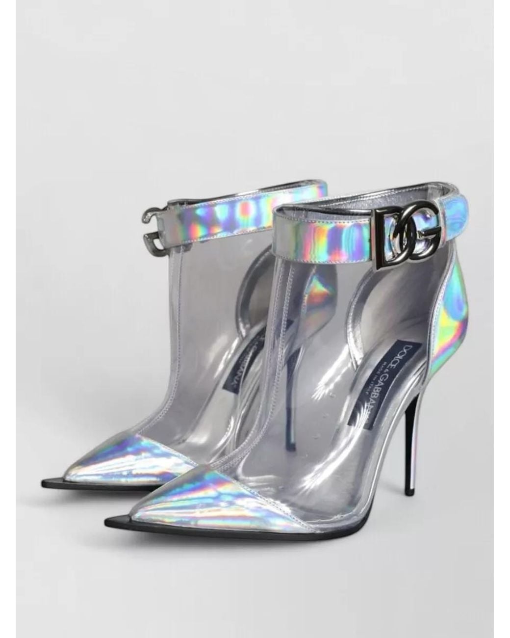 Dolce & Gabbana Gray Pvc Pointed Ankle Boots
