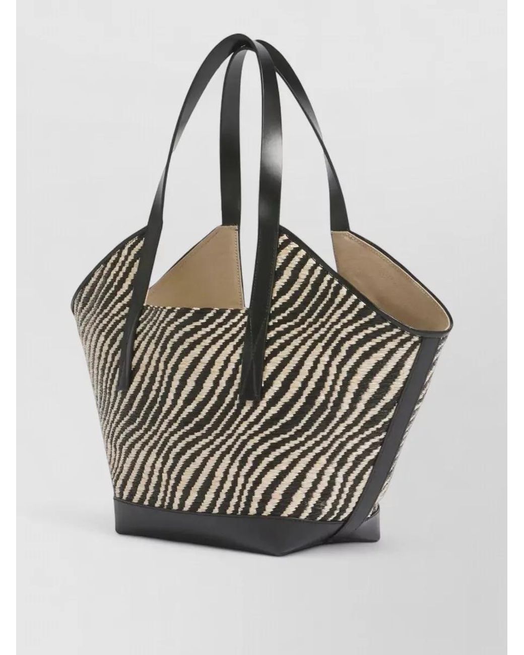 Marni Gray Small Tote Bag Zebra Pattern Canvas