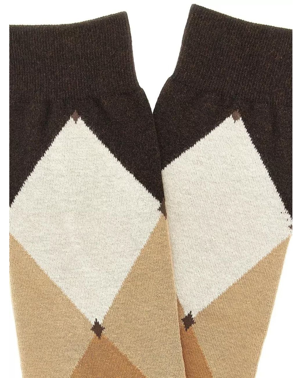 Ballantyne Black Diamond-Pattern Knee-Length Socks for men