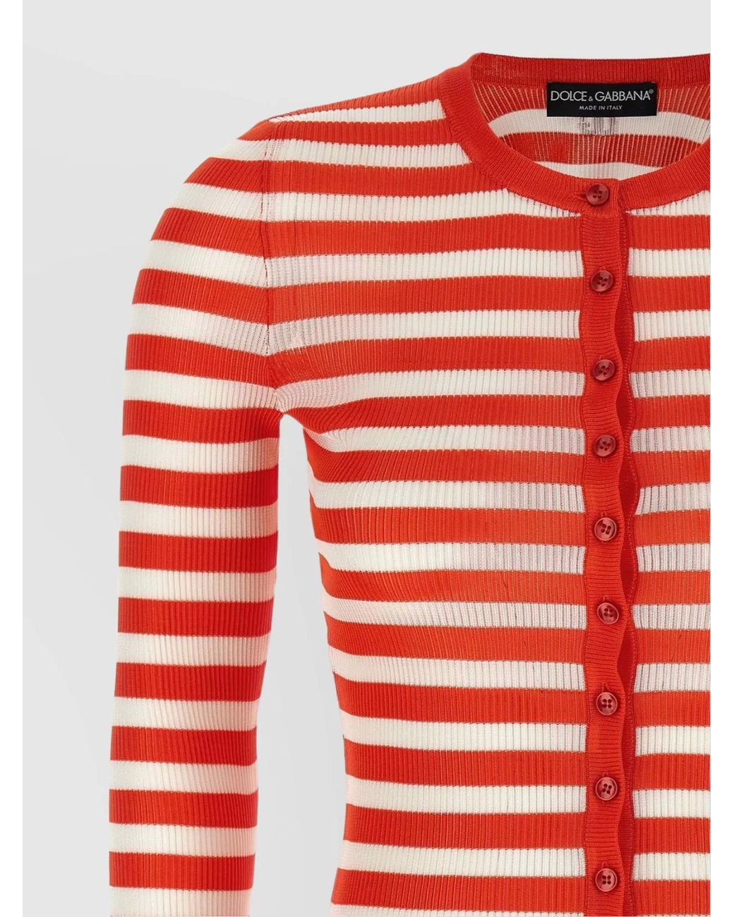 Dolce & Gabbana Red Striped Pattern Cardigan