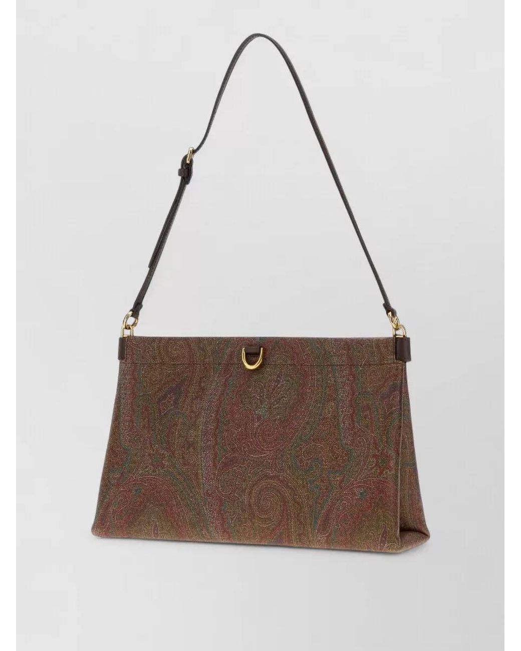 Etro Brown Medium Canvas Talk Clutch Shoulder Bag