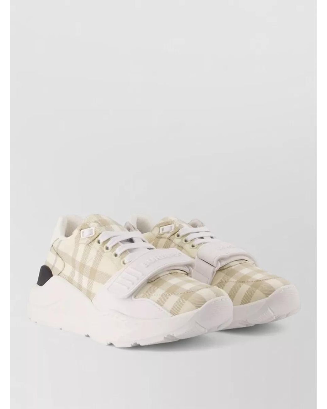 Burberry Natural Nylon Checked Low-Top Sneakers
