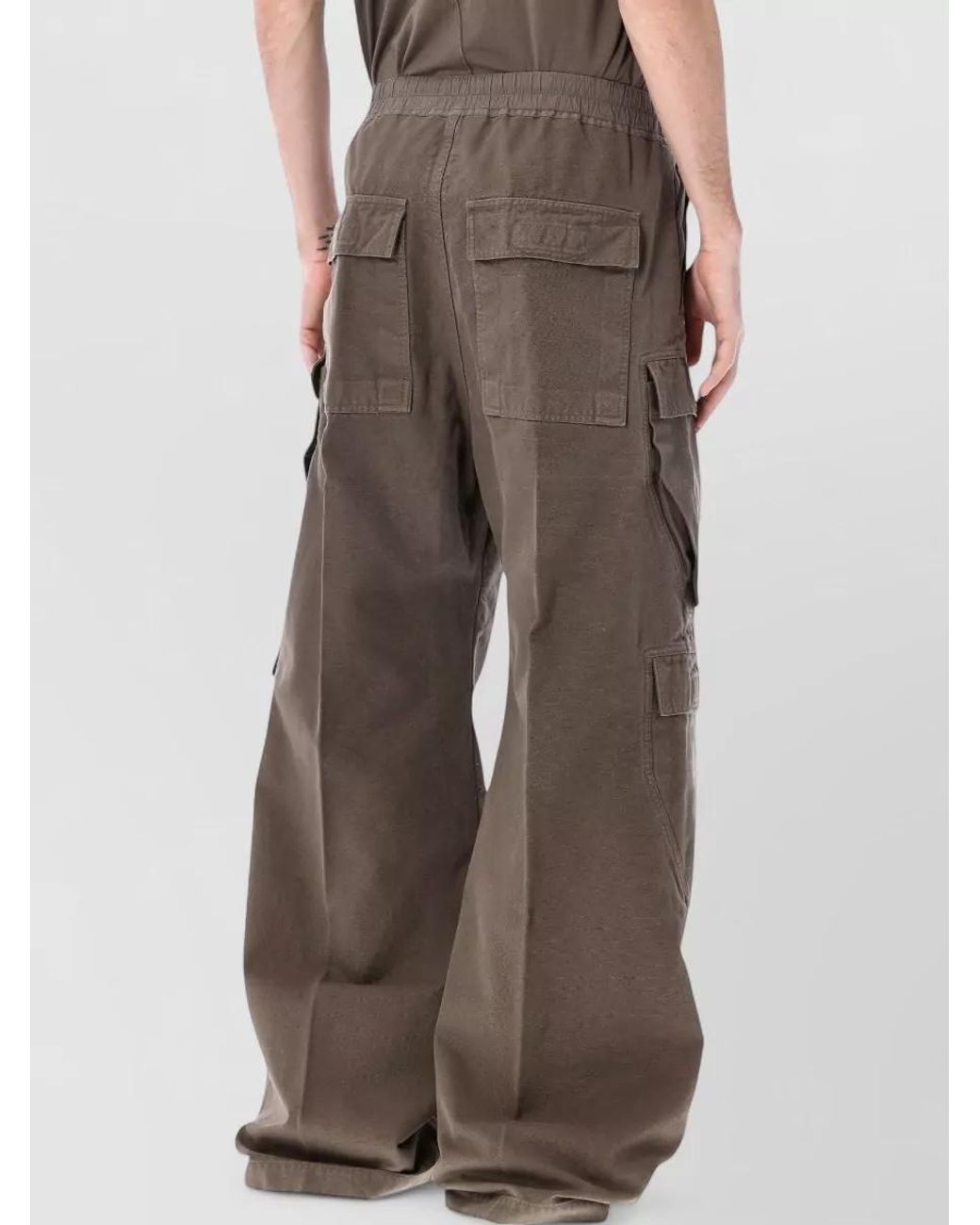 Rick Owens Brown Cotton Wide-Leg Cargo Trousers for men