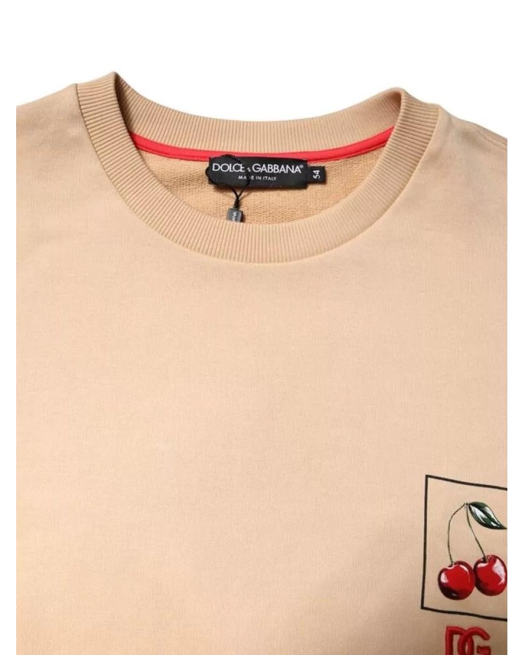 Dolce & Gabbana Natural Cherry Print Crew Neck Pullover Sweatshirt for men