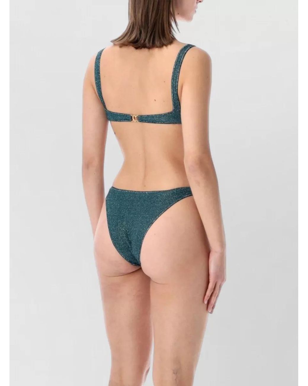 Oseree Blue Metallic Lurex Balconette Bikini