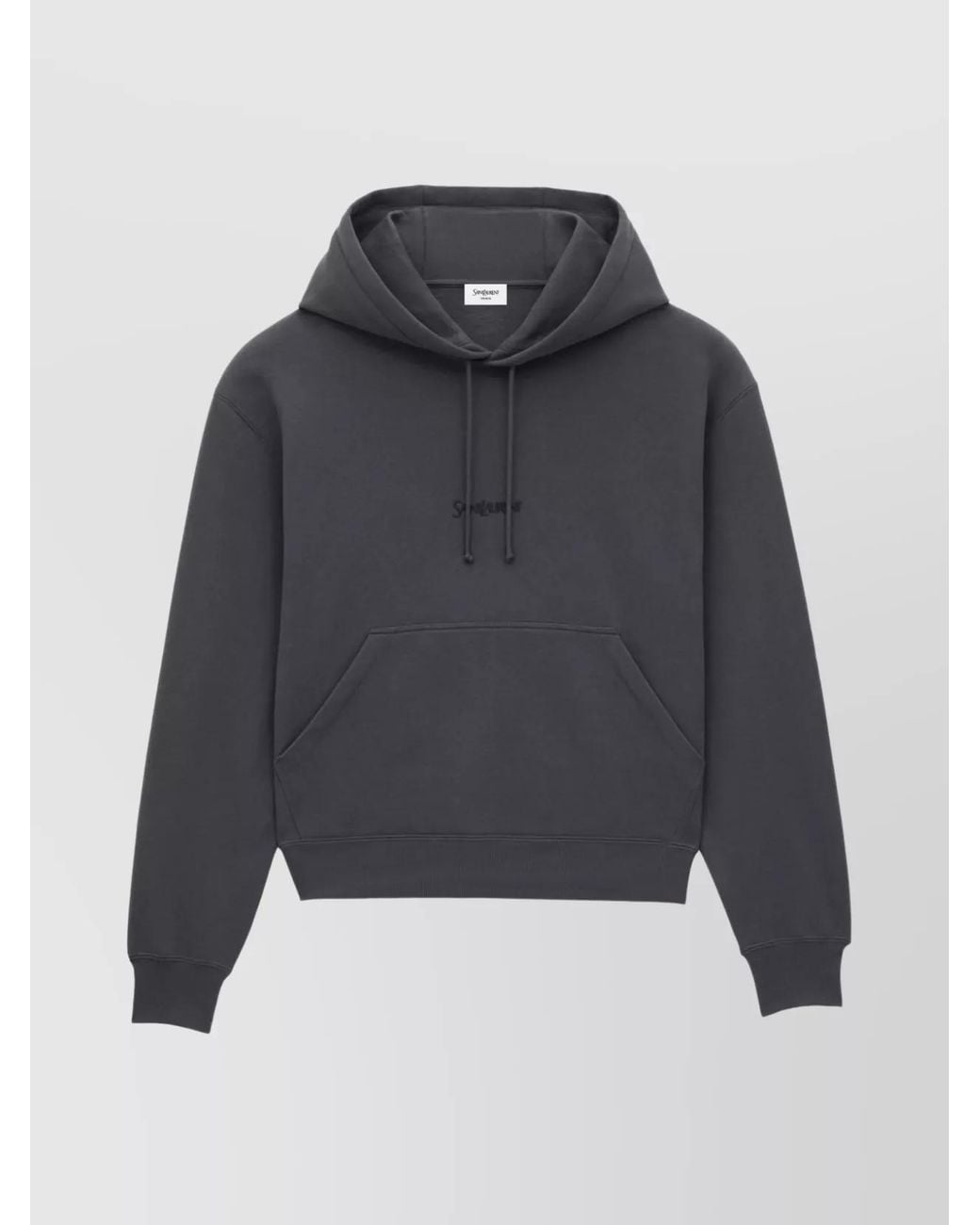 Saint Laurent Blue Cotton Logo-Embroidered Hoodie for men