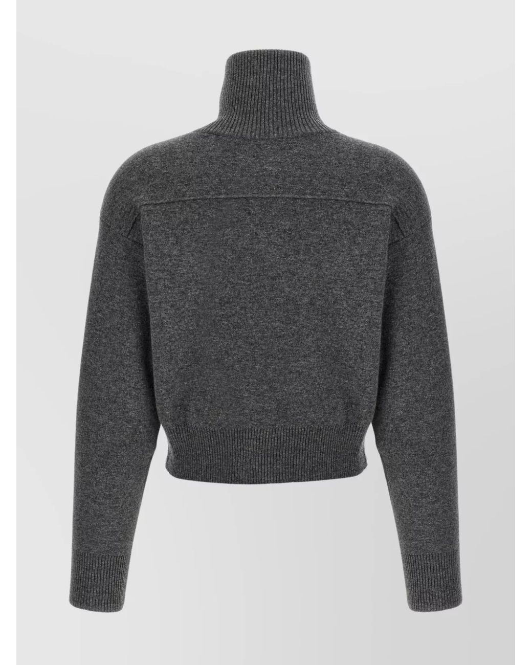 Brunello Cucinelli Gray 'Shiny Zipper Pull' Wool Cardigan