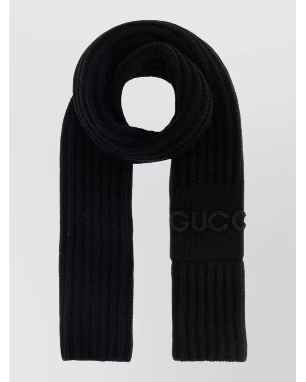 Gucci Black Cashmere Wool Scarf