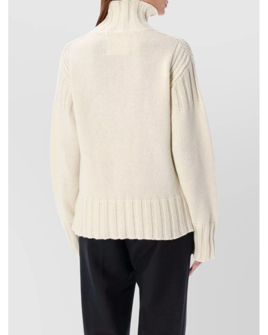 Jil Sander White Cashmere Relaxed-Fit Ribbed Turtleneck Jumper