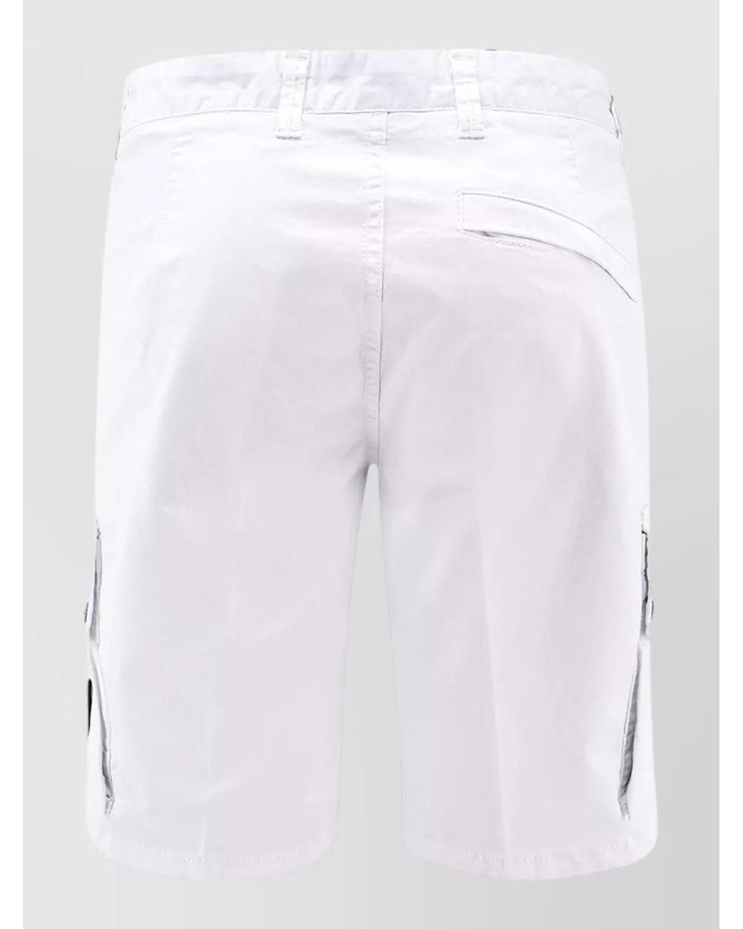 Stone Island White Cotton Cargo Bermuda Shorts for men