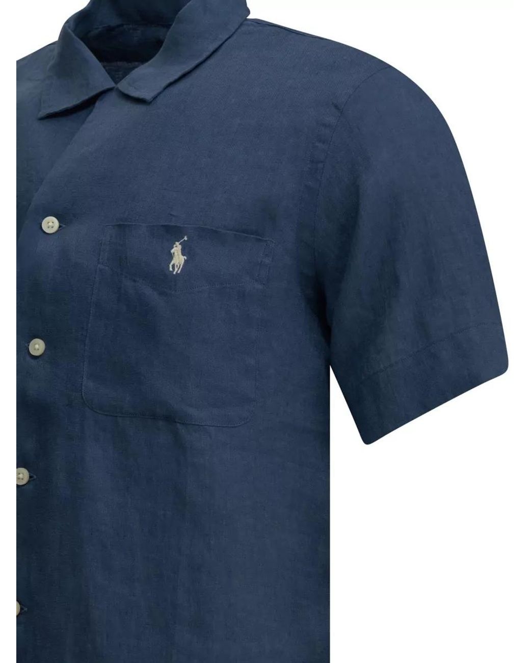 Polo Ralph Lauren Blue Linen Classic-Fit Polo Shirt for men