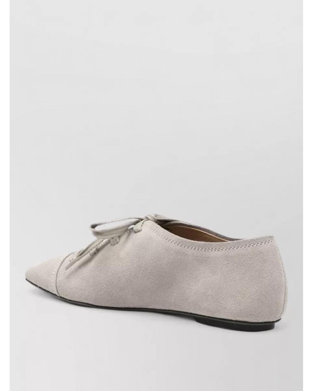 Emporio Armani White Leather Lace-Up Ballet Flats