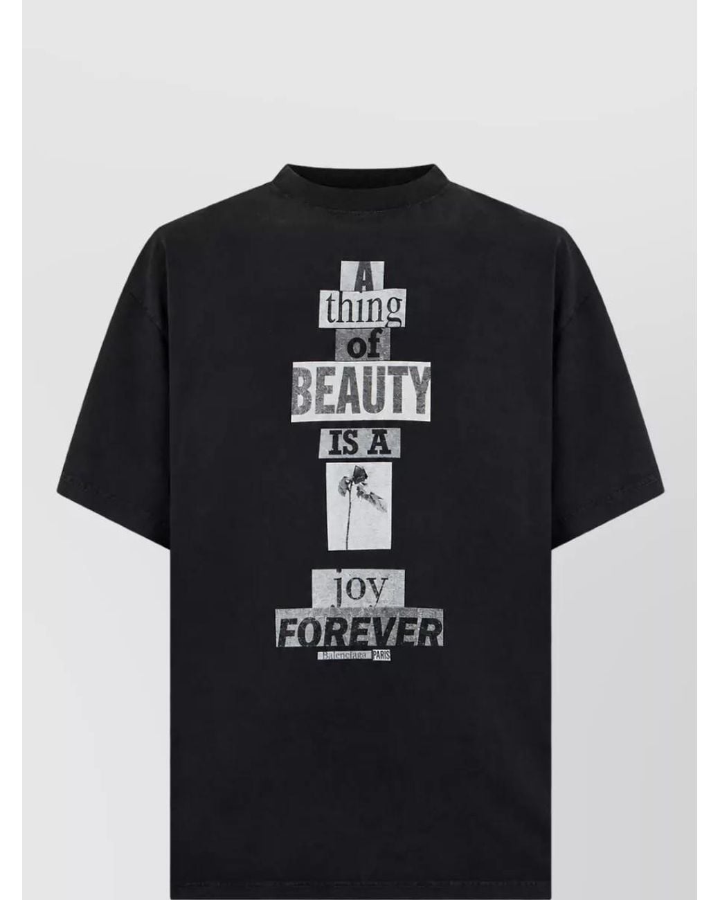 Balenciaga Black Printed Cotton T-Shirt for men