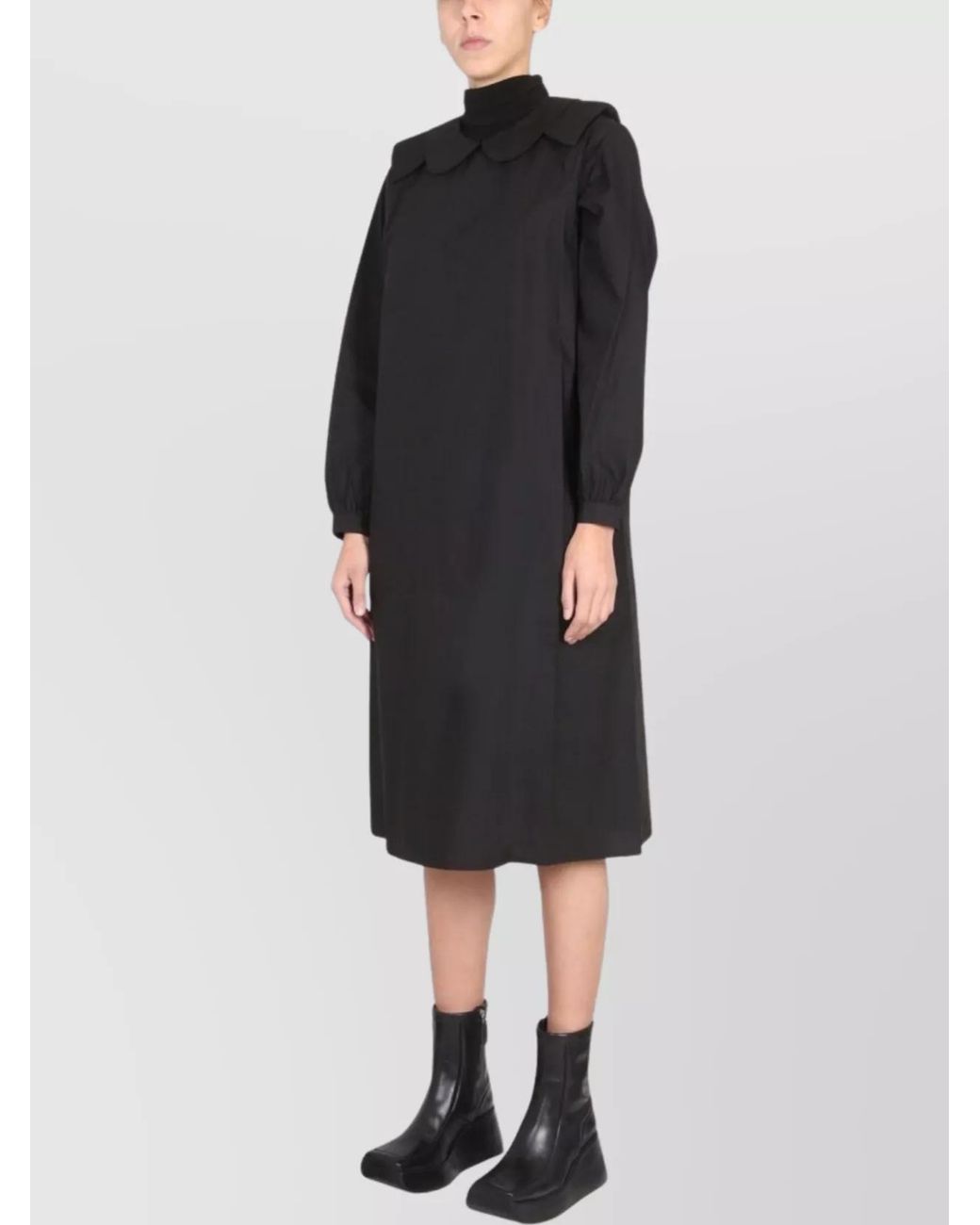 Raf Simons Black Relaxed-Fit Cotton Shirt Midi Dress