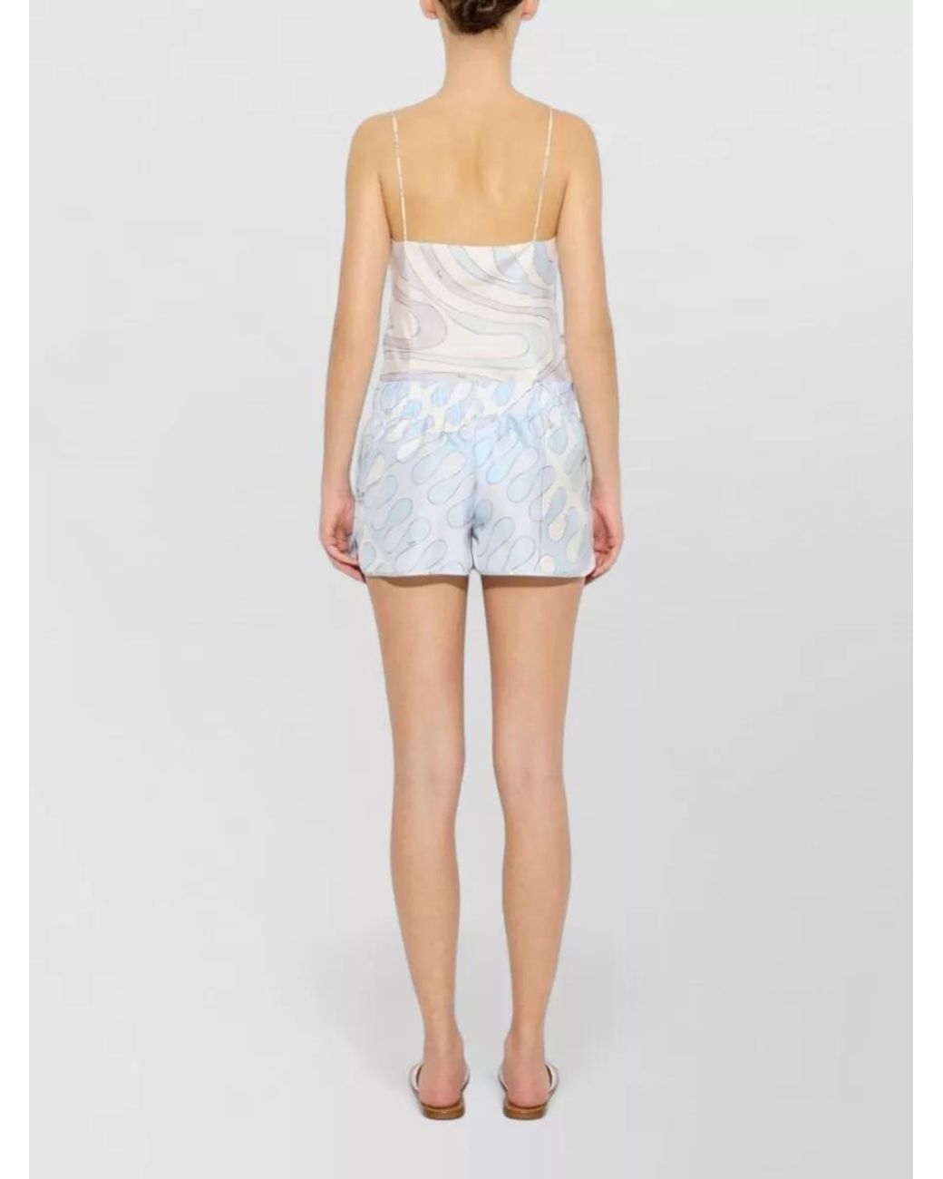 Emilio Pucci White Silk V-Neck Spaghetti-Strap Top