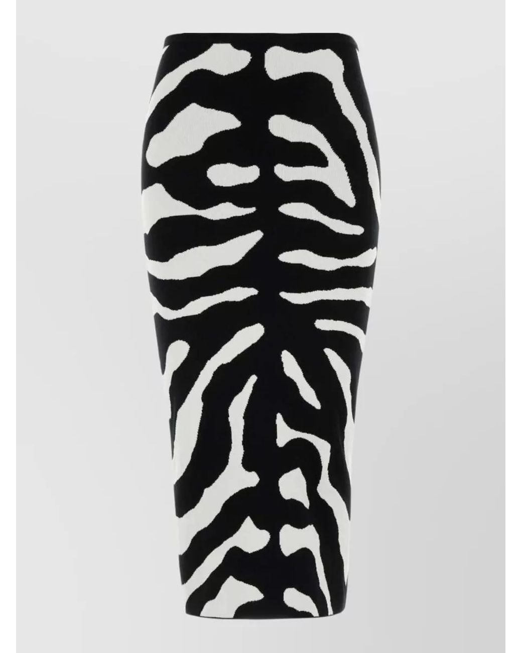 Moschino Black Zebra Intarsia Fitted Skirt