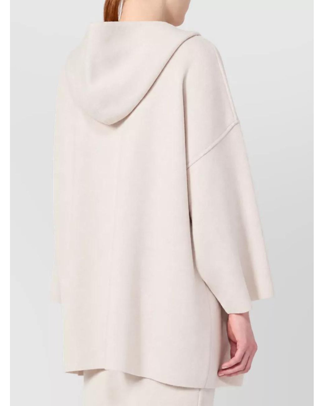 Max Mara Natural Cashmere Wool Hooded Cardigan