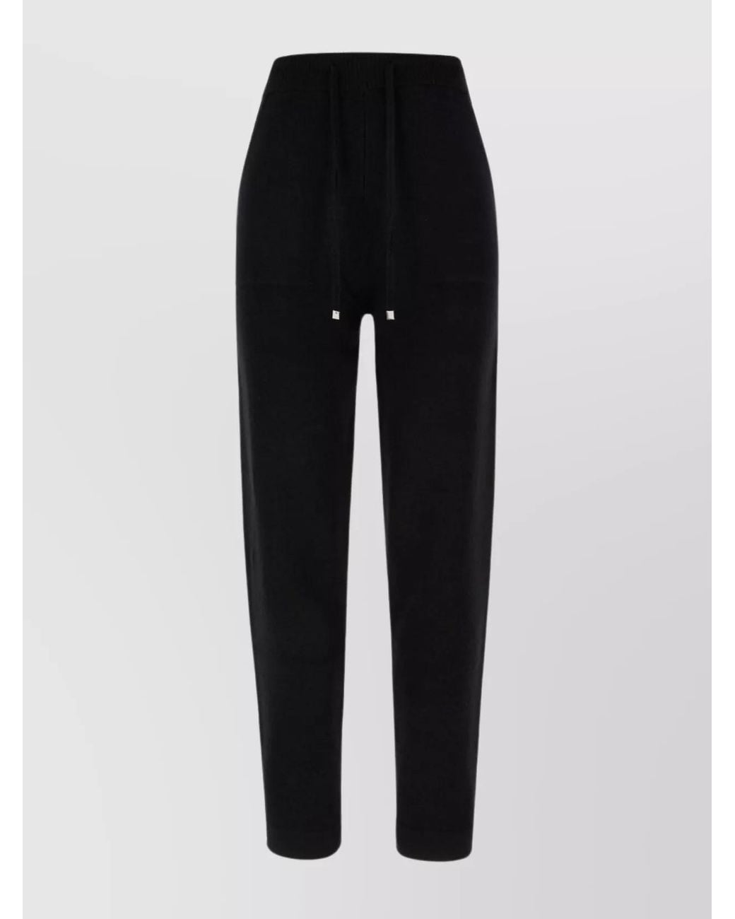 Max Mara Black Cashmere Wool Drawstring Track Pants