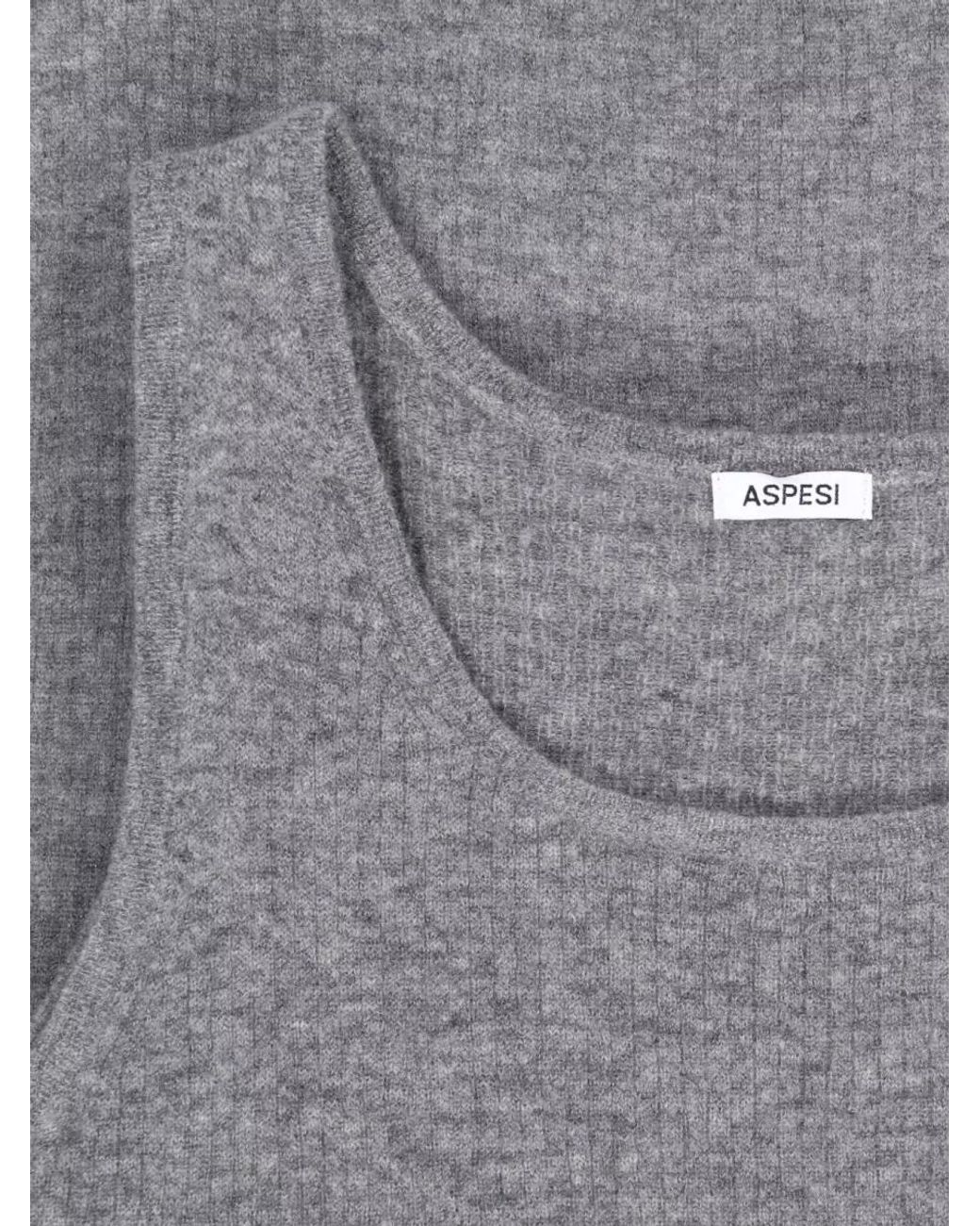 Aspesi Gray Long-Sleeve Knitted Top