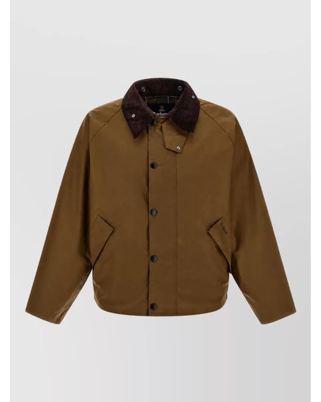 Barbour Brown Waxed Cotton Single Breasted Coat for men