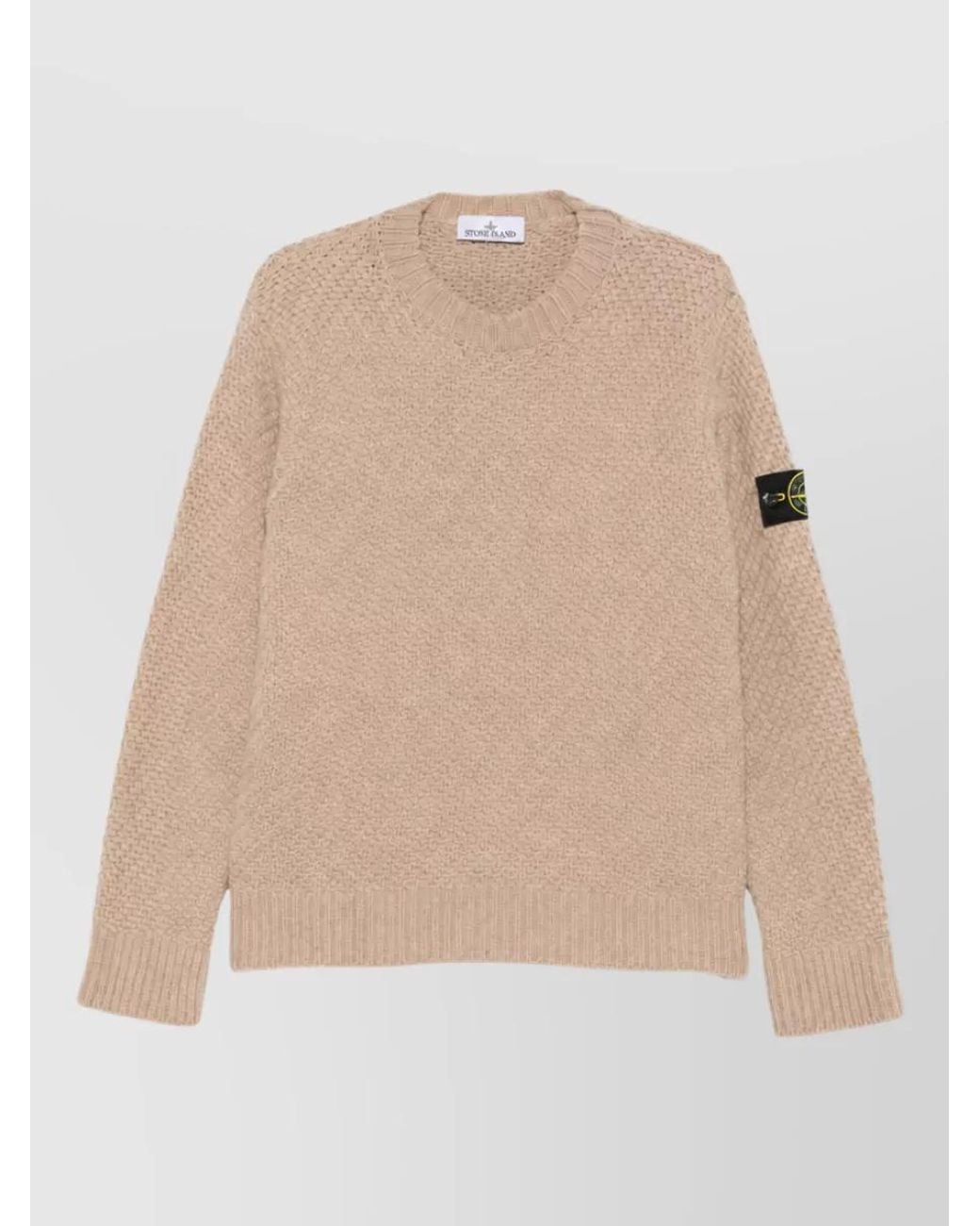 Stone Island Natural Wool Basket-Knit Crewneck Jumper for men