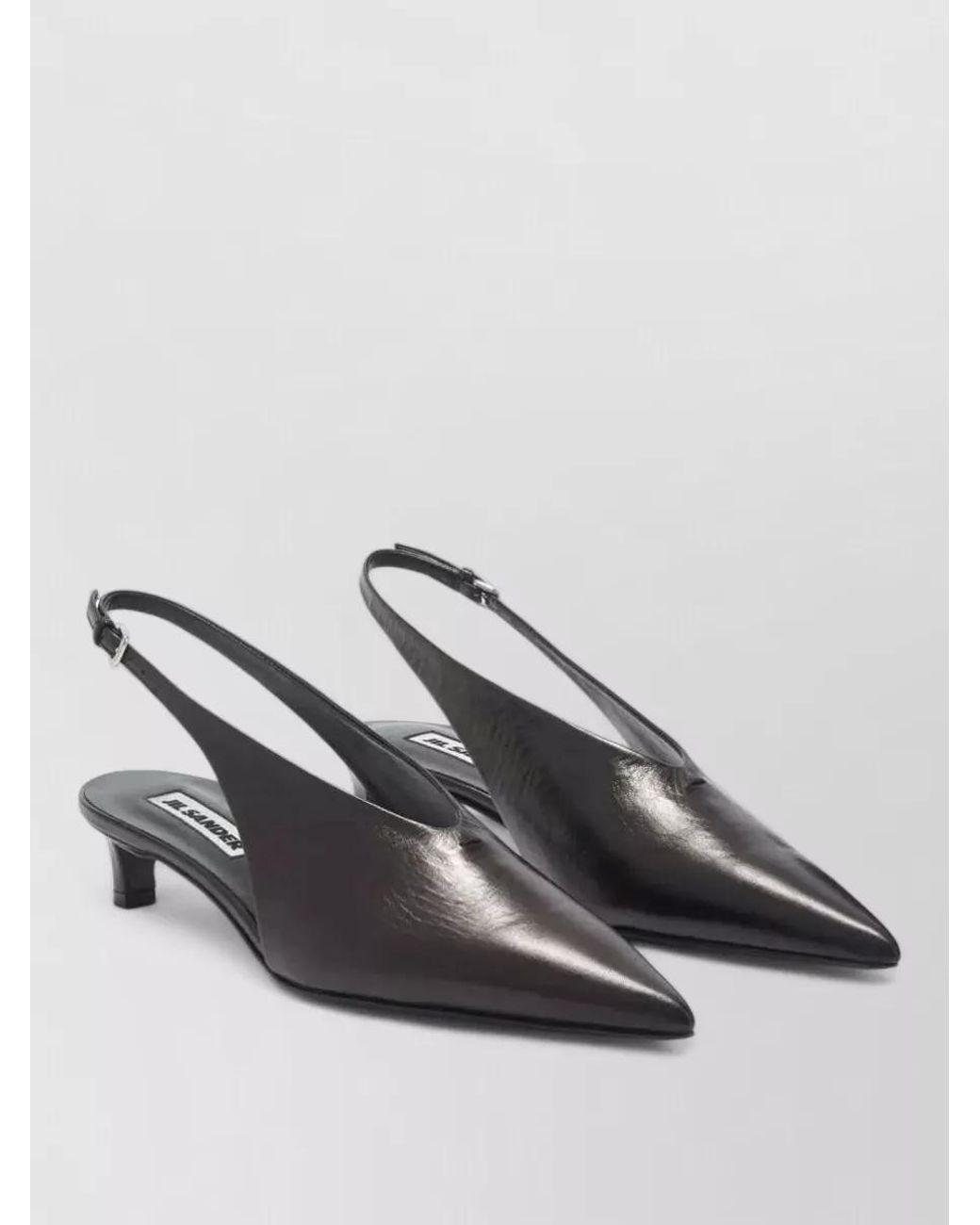 Jil Sander Gray Leather Slingback Pumps