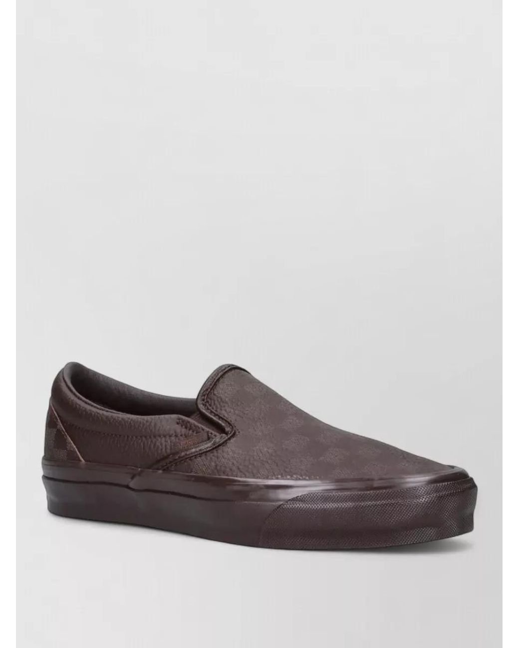 Vans Brown Leather Checkerboard Slip-On Sneakers