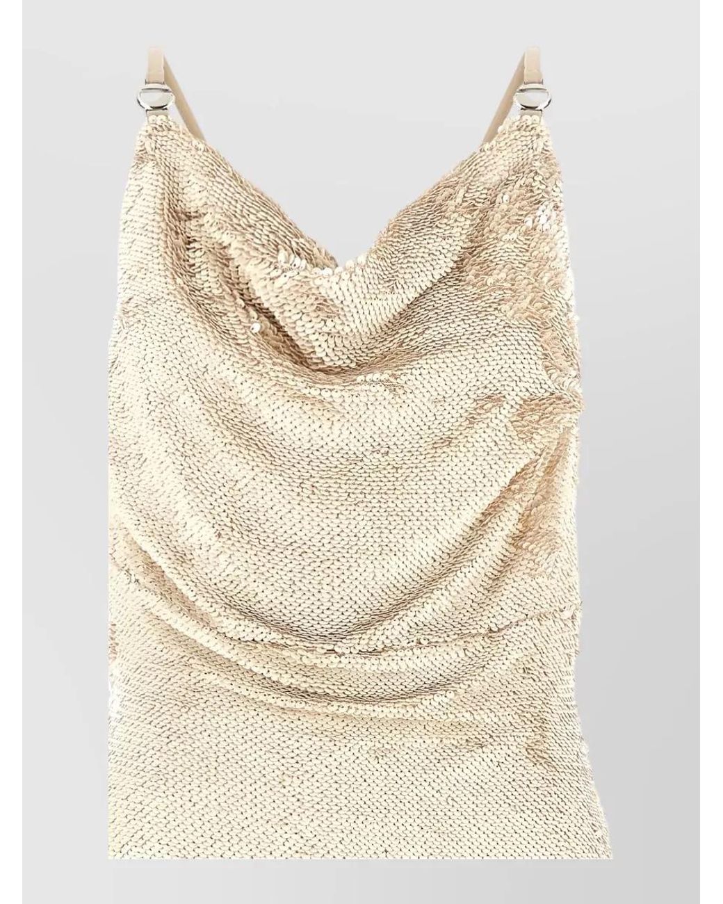 Coperni White Sequin Draped Sleeveless Maxi Dress